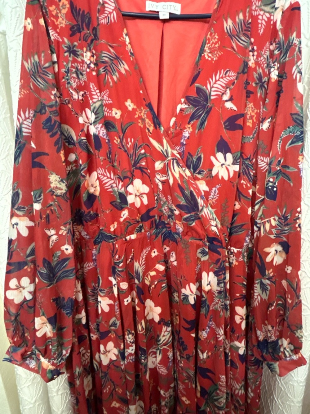 Ivy City Co Red Floral Maxi Wrap Dress - Picture 6 of 7